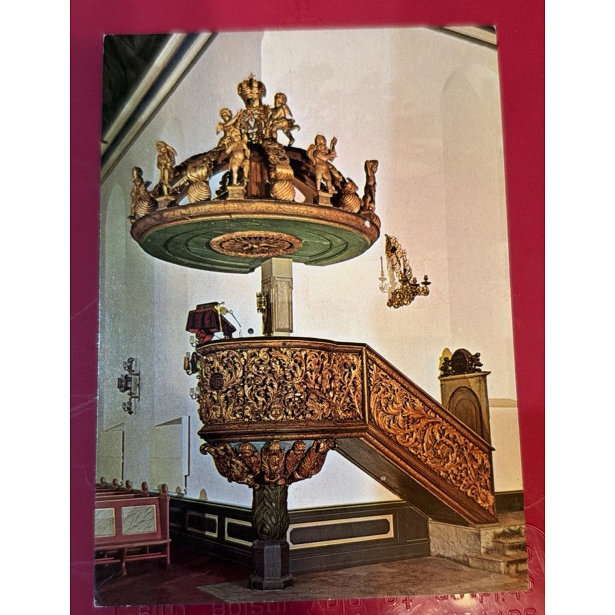 Oslo Cathedral Pulpit Postcard Norway Domkirke Prekestolen Mittet Unposted