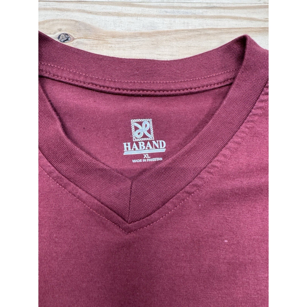 Vintage Haband Men's Maroon Long Sleeve V-Neck Thermal Shirt Size XL