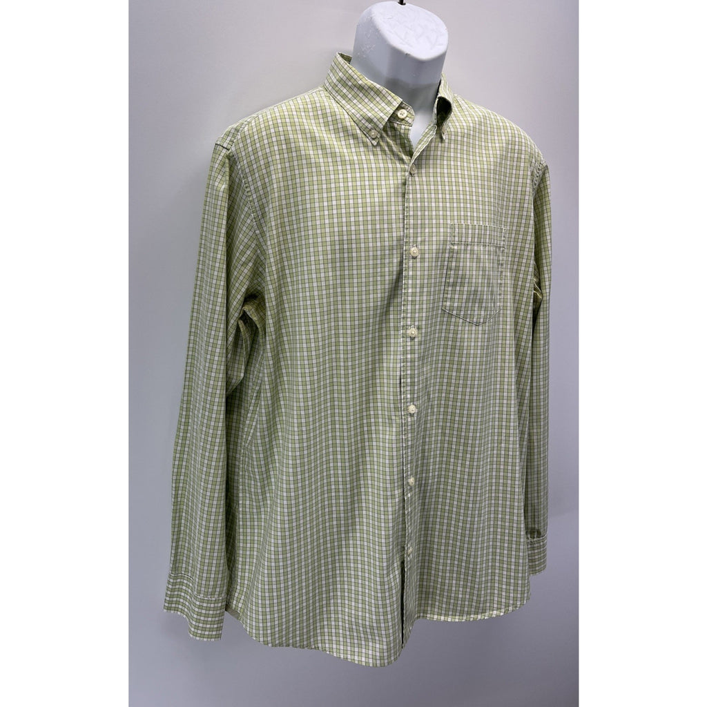 Banana Republic Mens Green Gingham LS Button Front Classic Fit Shirt Size L EUC
