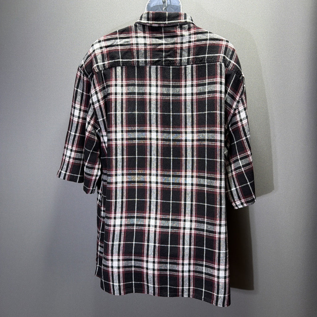 Trust Brand Linen Button Up Short Sleeve Shirt Mens 3XL Casual Plaid NWOT