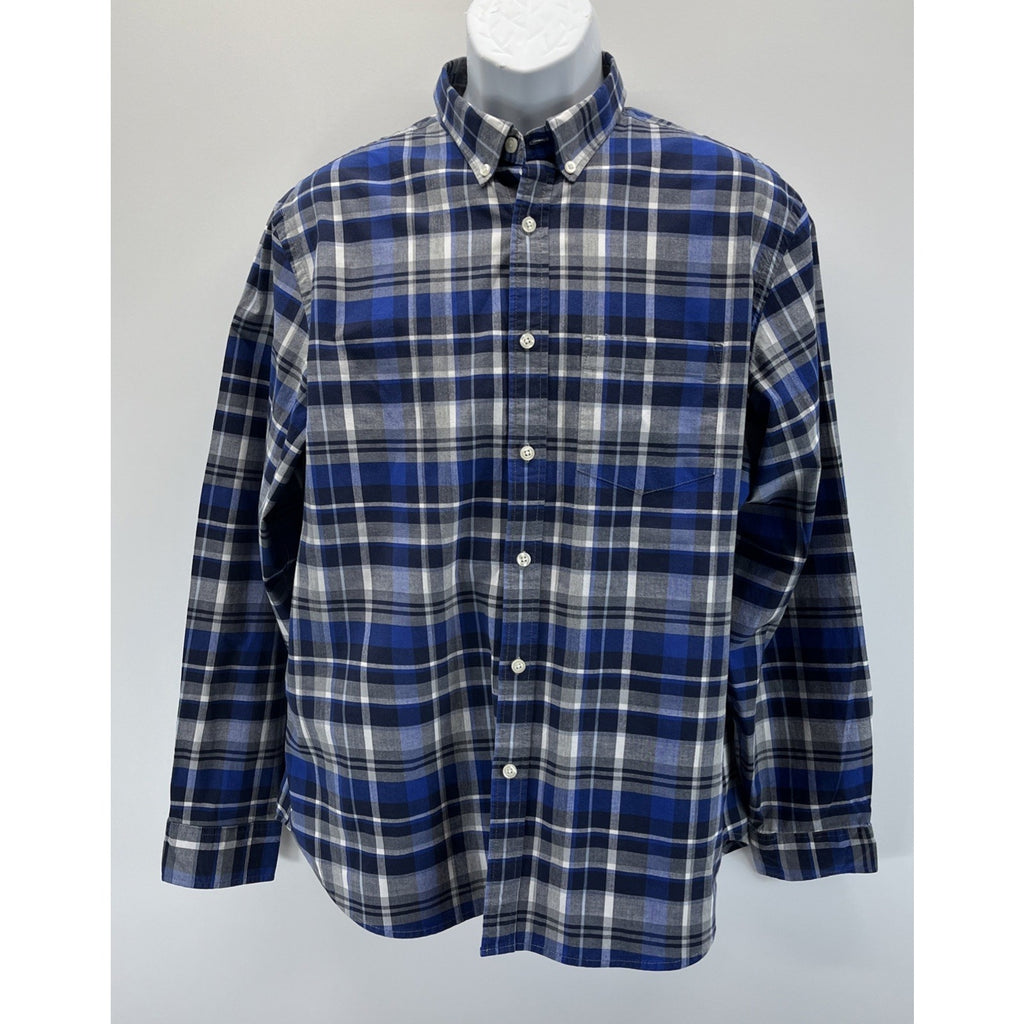 Old Navy Classic Fit Button-Down Shirt Men's Size L Blue Plaid Long Sleeve