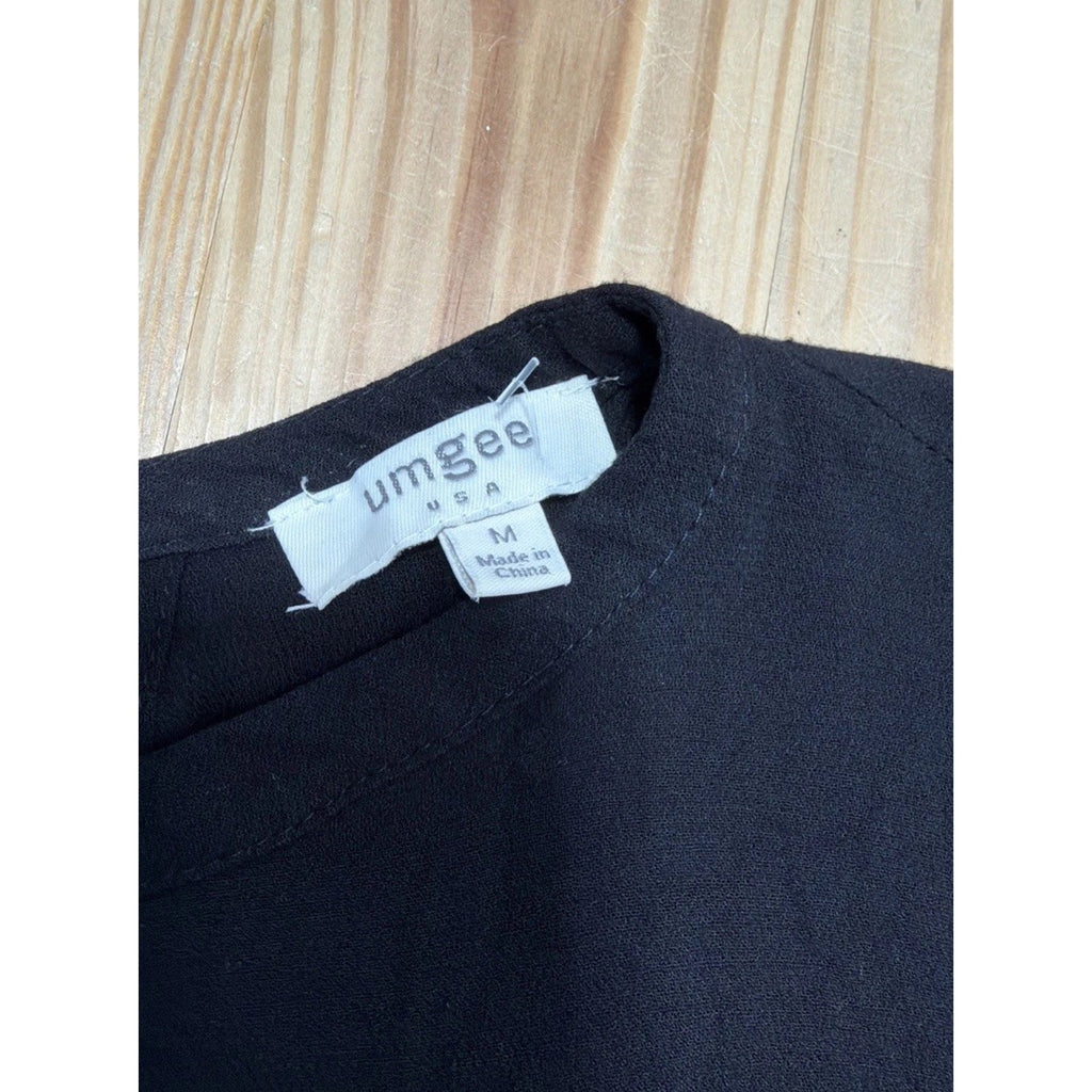Umgee Tunic Top Women’s M Black Crisscross Front Long Sleeves