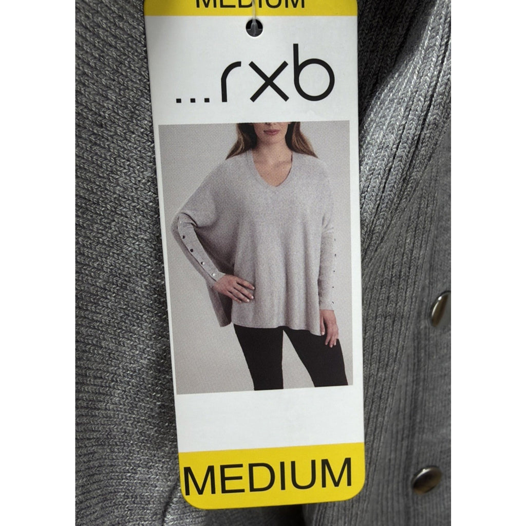 NWT RXB Womens M Light Gray Heather Oversized V Neck Dolman Sweater Poncho