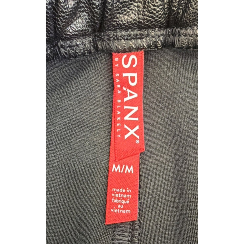 Spanx Womens Size M Faux Leather Joggers Pants Black Noir Cuffed