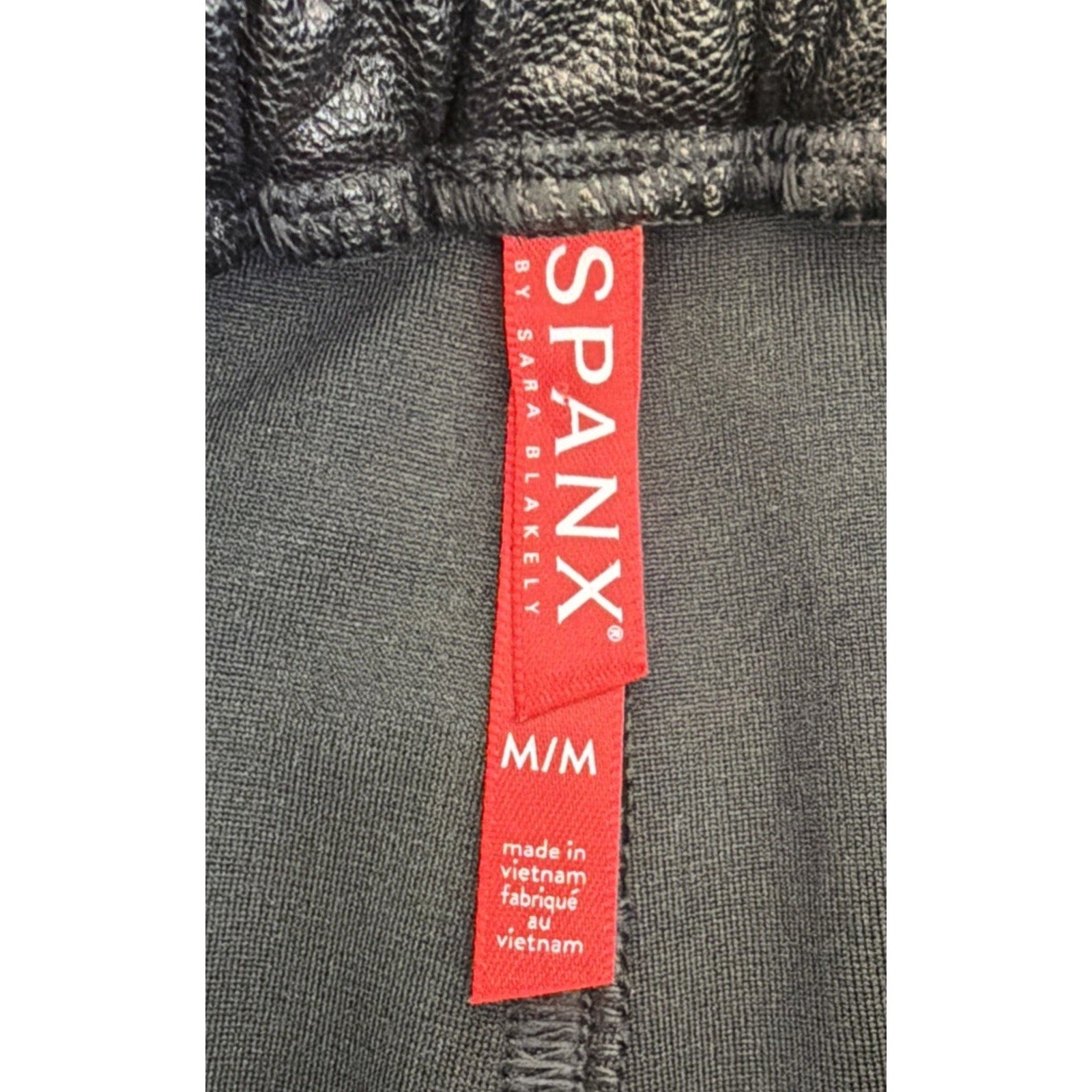 Spanx Womens Size M Faux Leather Joggers Pants Black Noir Cuffed