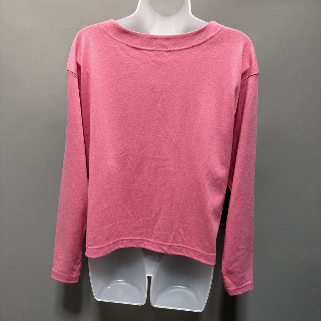Vintage Lands End Women’s PetiteM Button Side Detail Sweatshirt Made In USA Pink