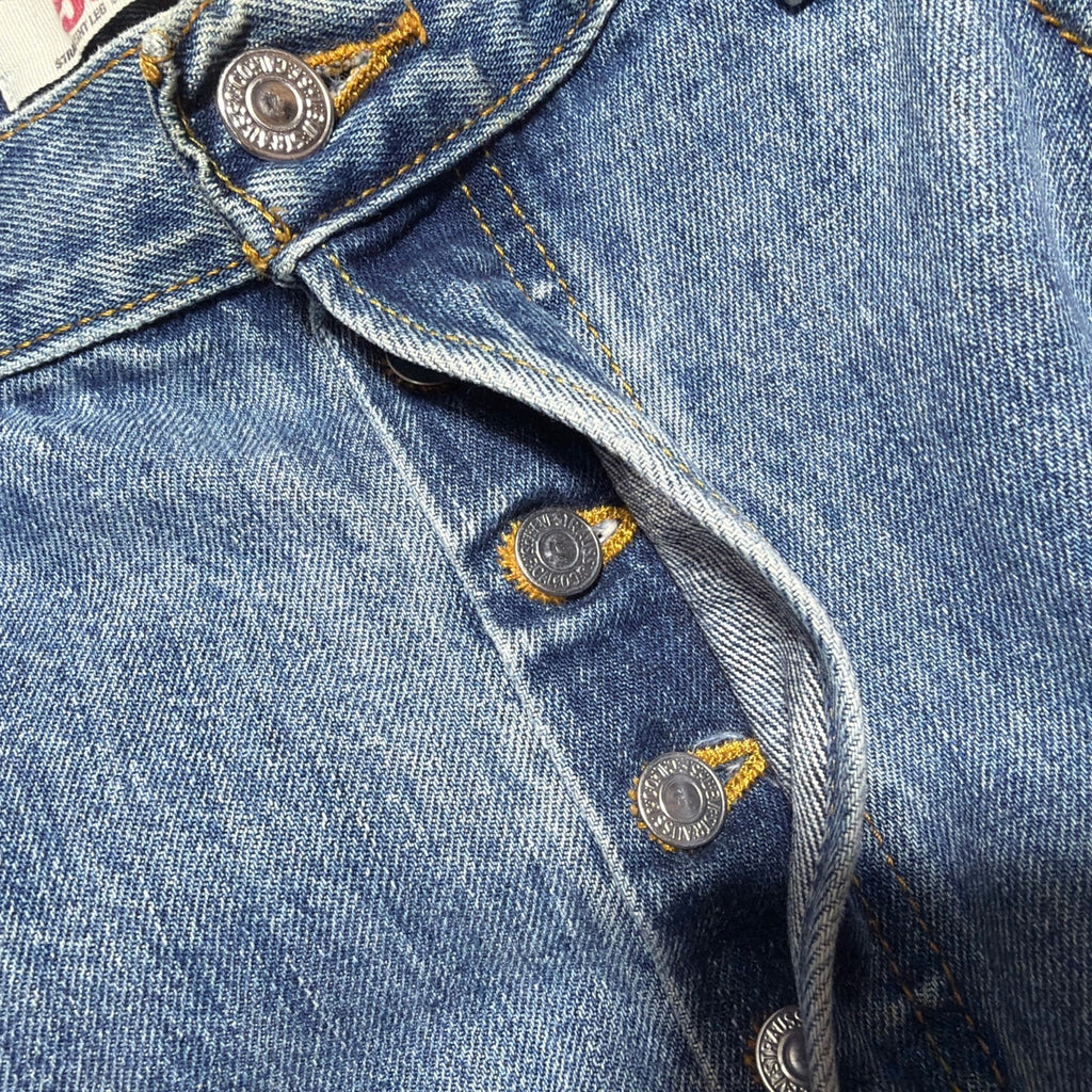 Vintage 90s Levis 501 Jeans Mens 36x32 Original Fit Light Wash Button Fly Denim