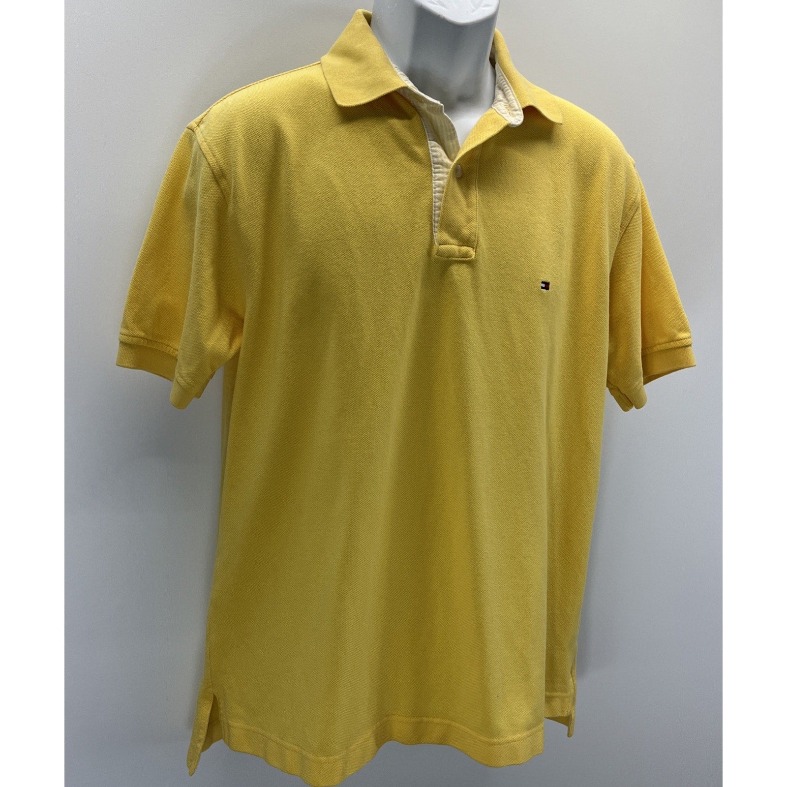 Tommy Hilfiger Polo Shirt Mens Medium Yellow Casual Short Sleeve *