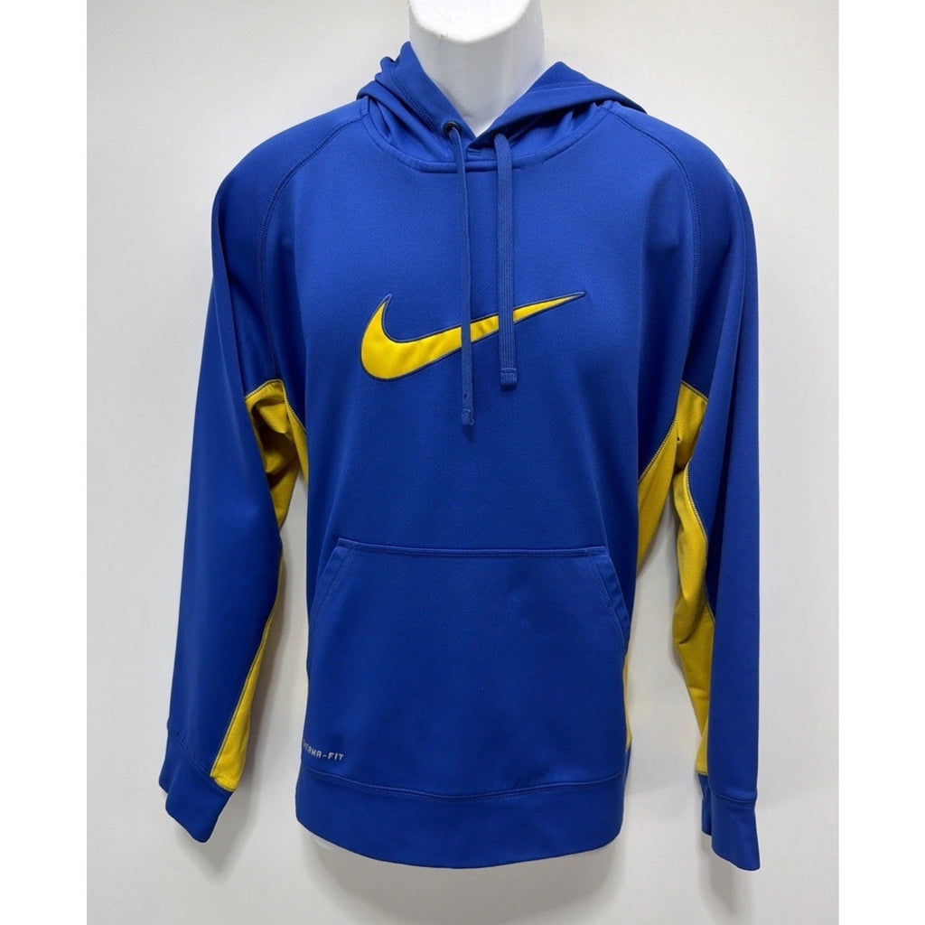 Y2K Nike Therma-Fit Blue Activewear Pullover sweetheart Hooded LOGO Men L -Flaw