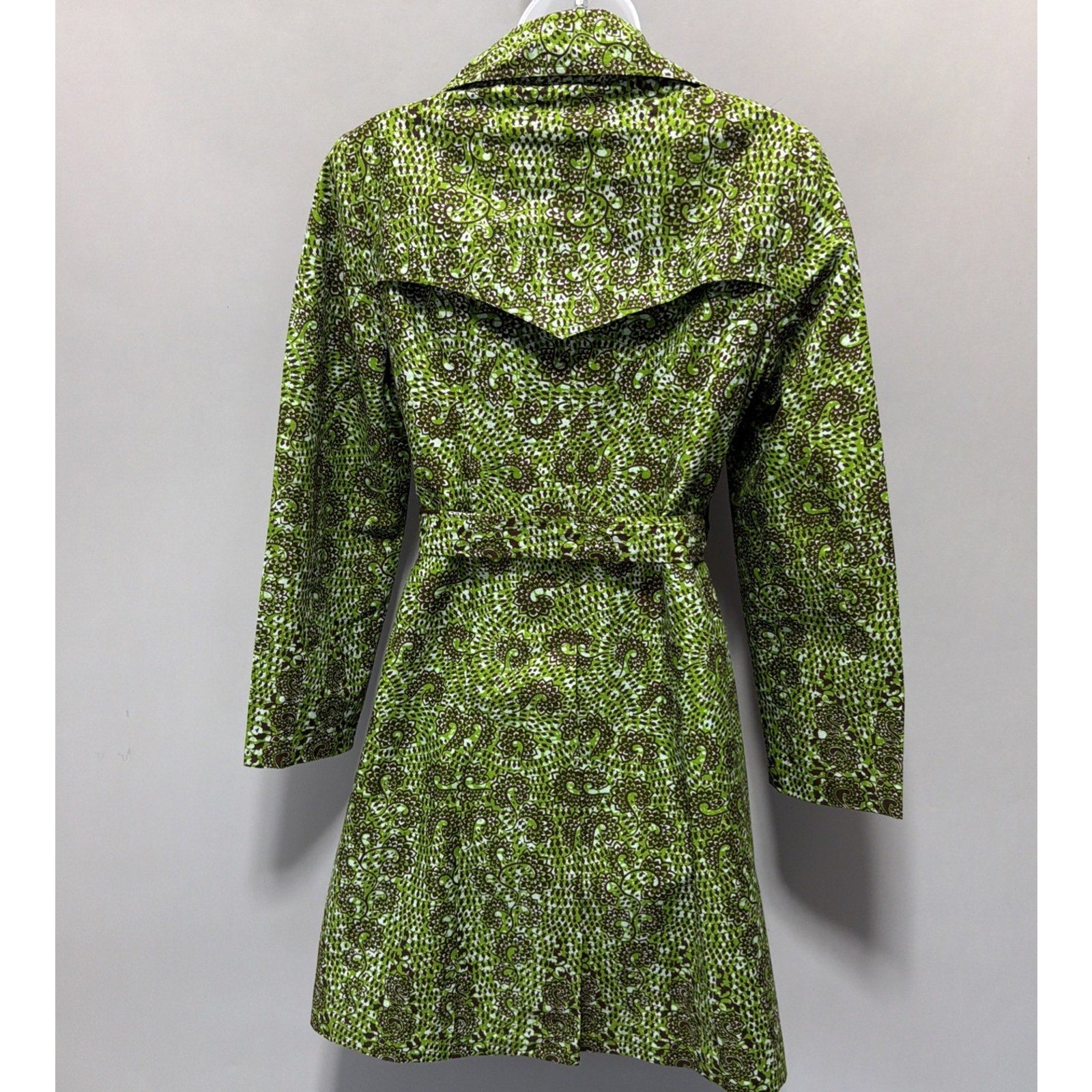 Ayindisa Ginatu Exclusive Women’s Trench Coat Jacket Size 12 Green African Print