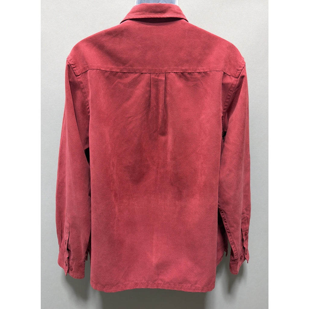 Croft & Barrow Mens Shirt Red Faux Suede Cloth Sz Large Long Sleeve