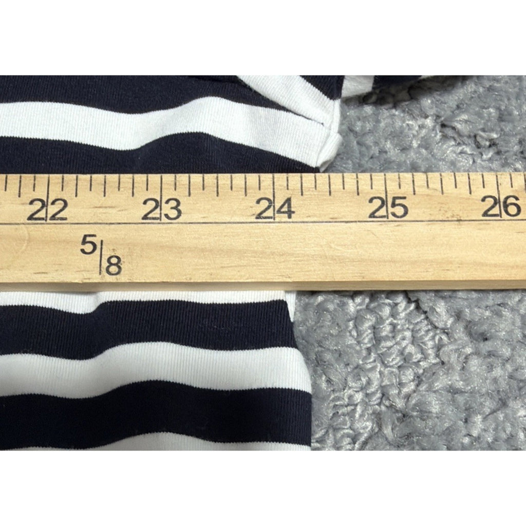 New Talbots White/Navy Blue Striped Johnny Collar Long Sleeve Top Plus Size 3X