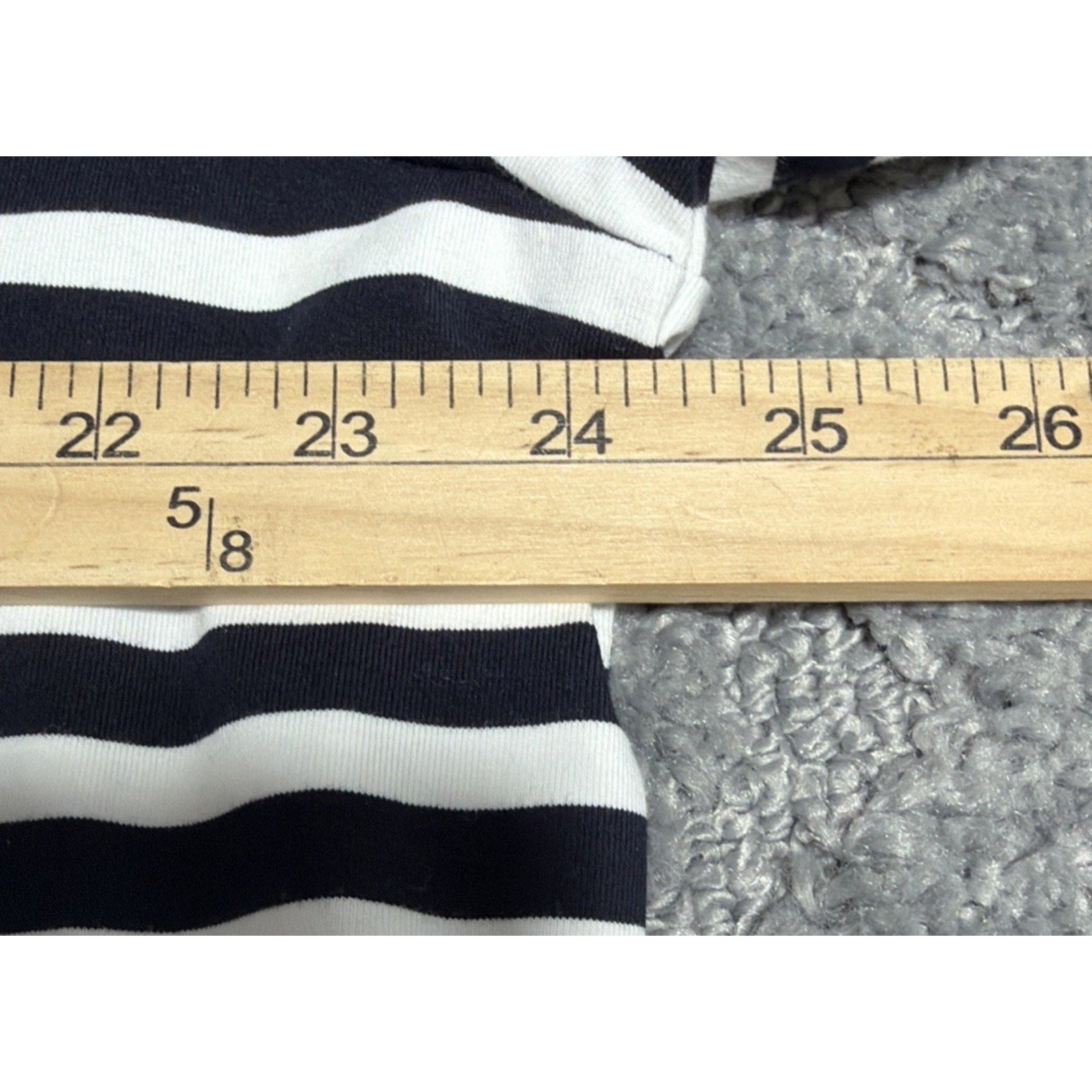 New Talbots White/Navy Blue Striped Johnny Collar Long Sleeve Top Plus Size 3X