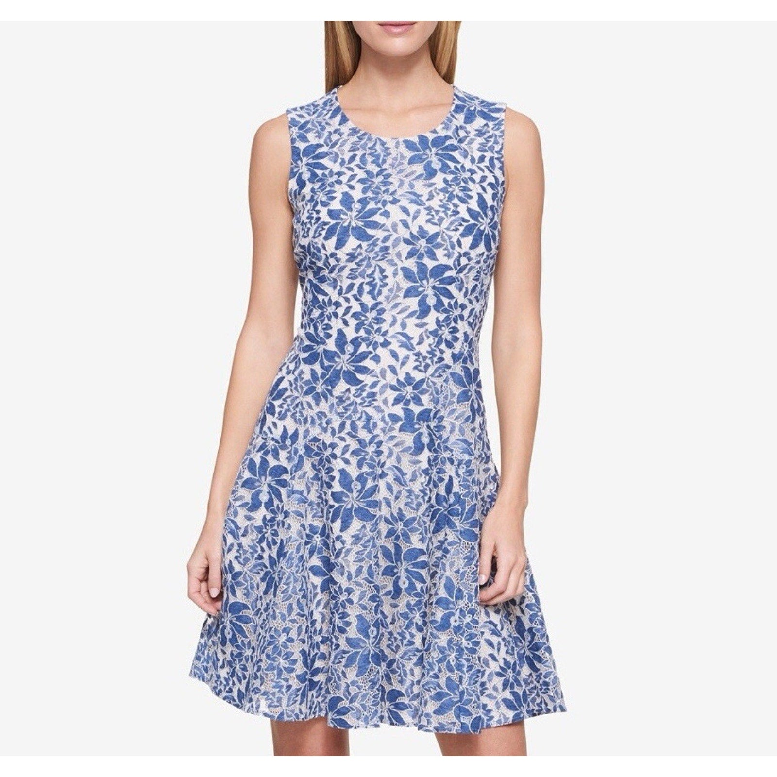 Tommy Hilfiger Blue Lace Fit and Flare Dress Women’s Size 12 New With Tags