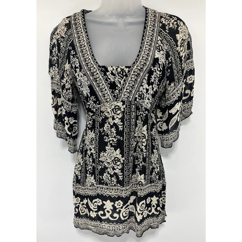 Angie Womens Boho Rayon Top S Floral Hippie Dress