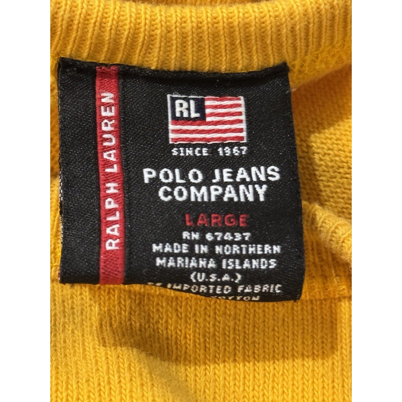 Polo Jeans Company RL-67 Embroidered Sweatshirt Adult Large Yellow Ralph Lauren