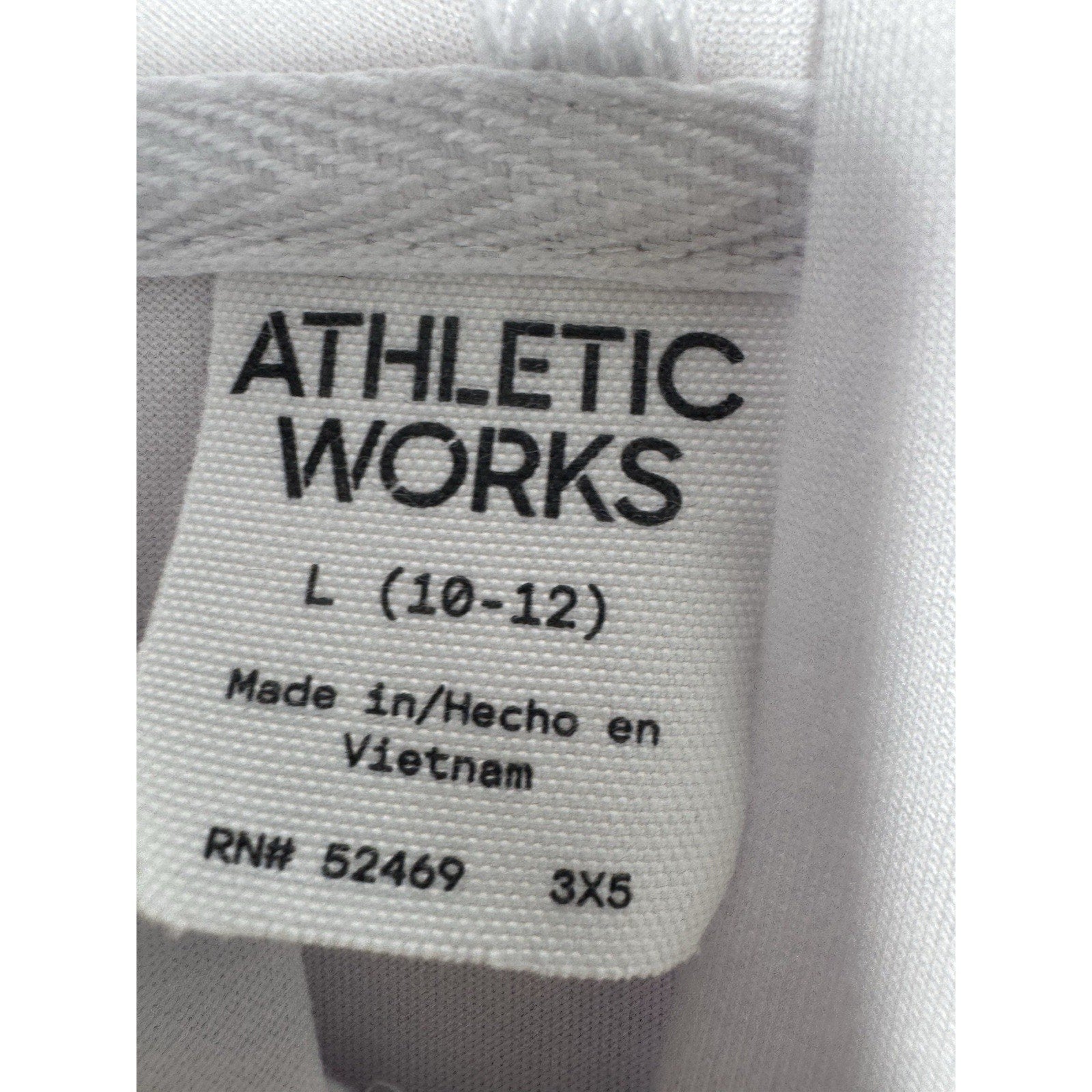Girls Athletic Works White Full Zip Hoodie Jacket Black Piping Size L 10-12
