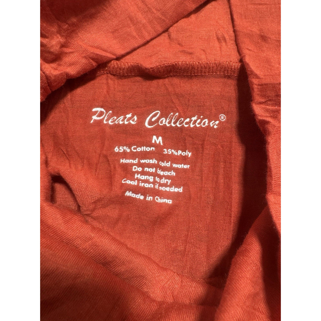 Pleats Collection by Pings Imports Orange Crinkle Cowl Neck Blouse Women’s M