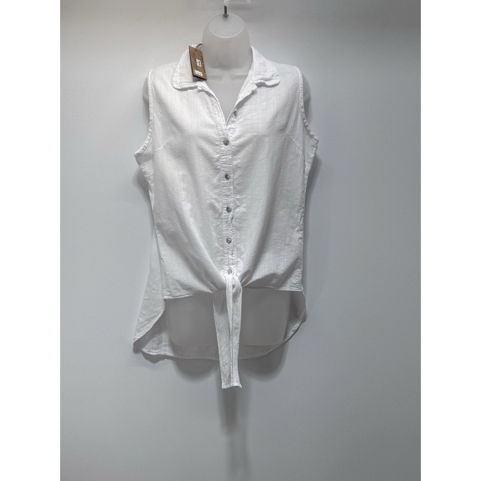 Cotton Natural Peru Sleeveless White Button Front Collared Women’s Medium NWT