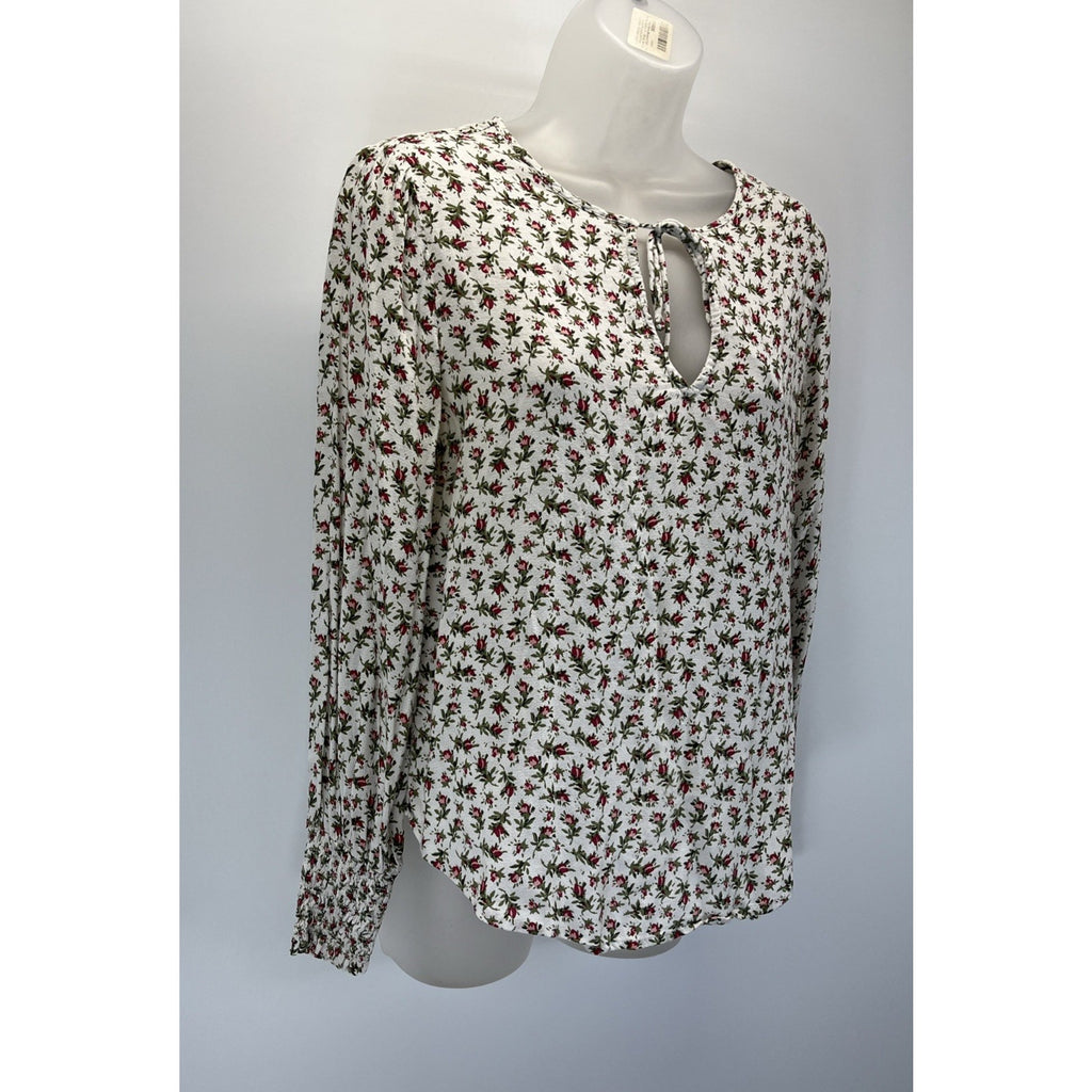 Lucky Brand Smocked Cuff Long sleeve Viscose Peasant Blouse Size Medium