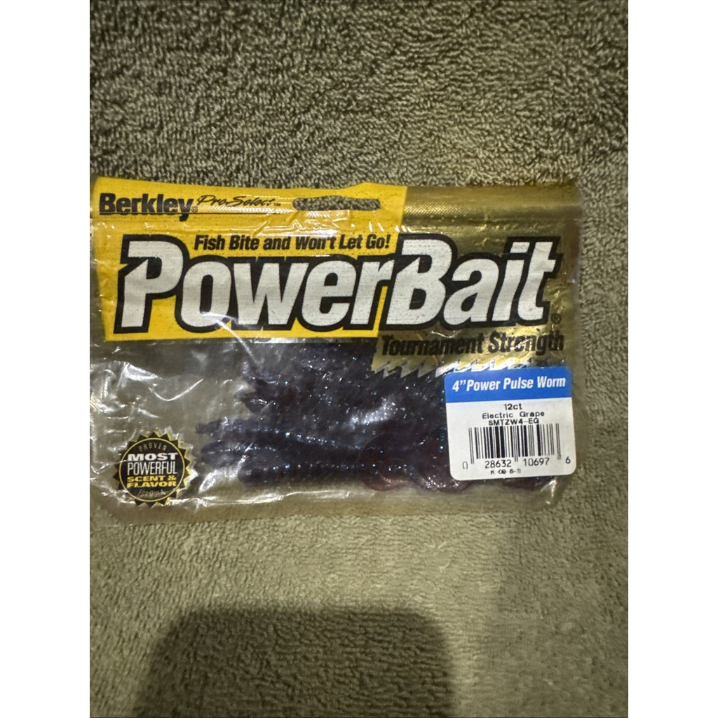 Berkley PowerBait 4” Power Pulse Worm Electric Grape 12ct Discontinued Bass