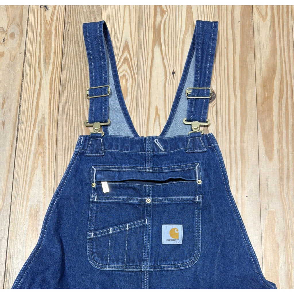 Carhartt Denim Bib Overalls Loose Dungarees Blue 0R4672-M 36x30