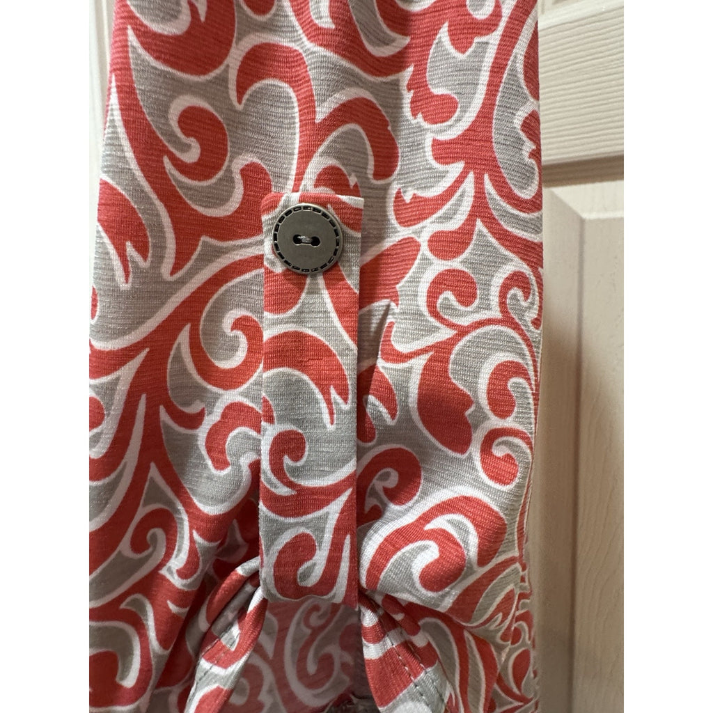 Pink Coconut Boutique Top, Coral And Gray Floral Tunic Women’s Size Small