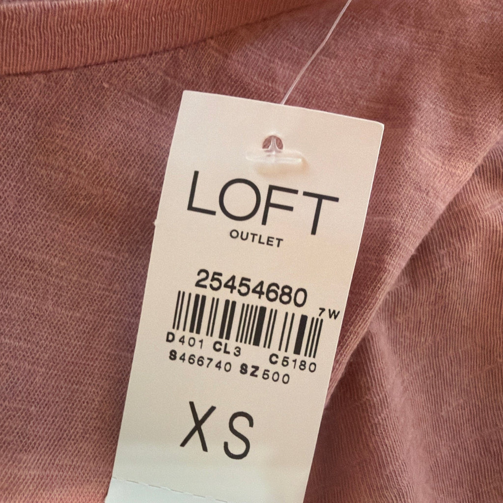 ANN TAYLOR Factory Women’s Pink Detail Knot Short Sleeve Top Size XS NWT