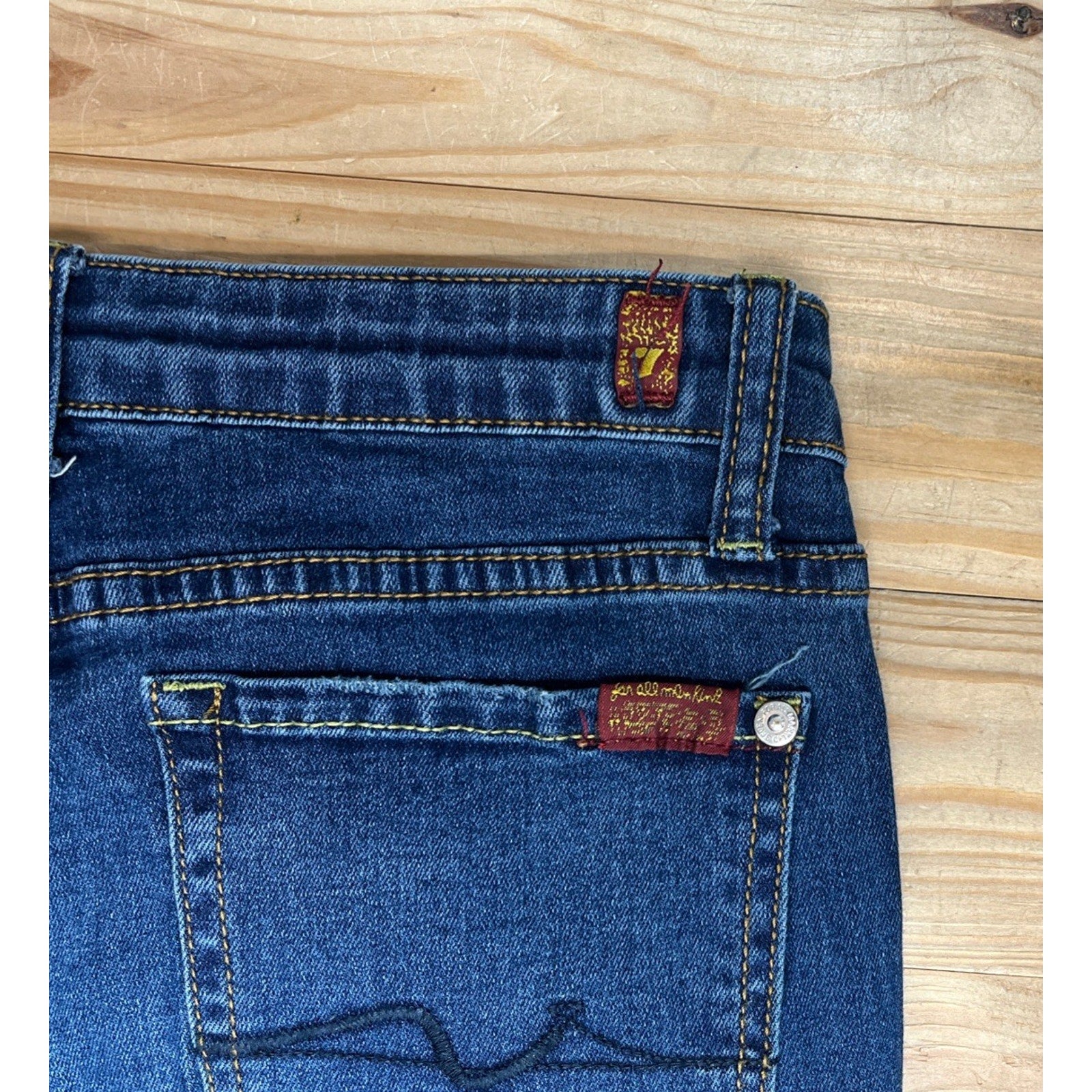 7 FOR ALL MANKIND THE SKINNY WOMENS DESIGNER JEANS SIZE 25x28 EUC MID RISE