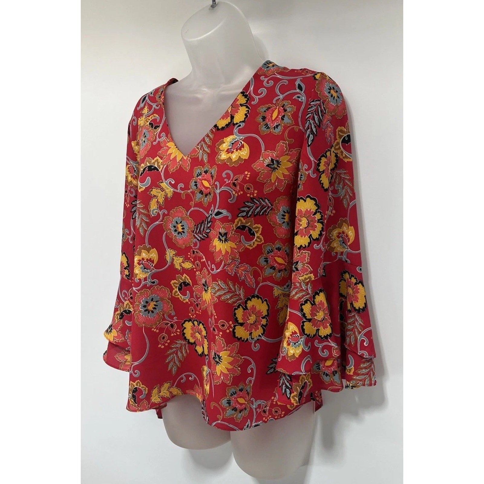 Mercer & Madison Womans Floral Blouse Size Small Peasant Boho Chic Tunic Fairy