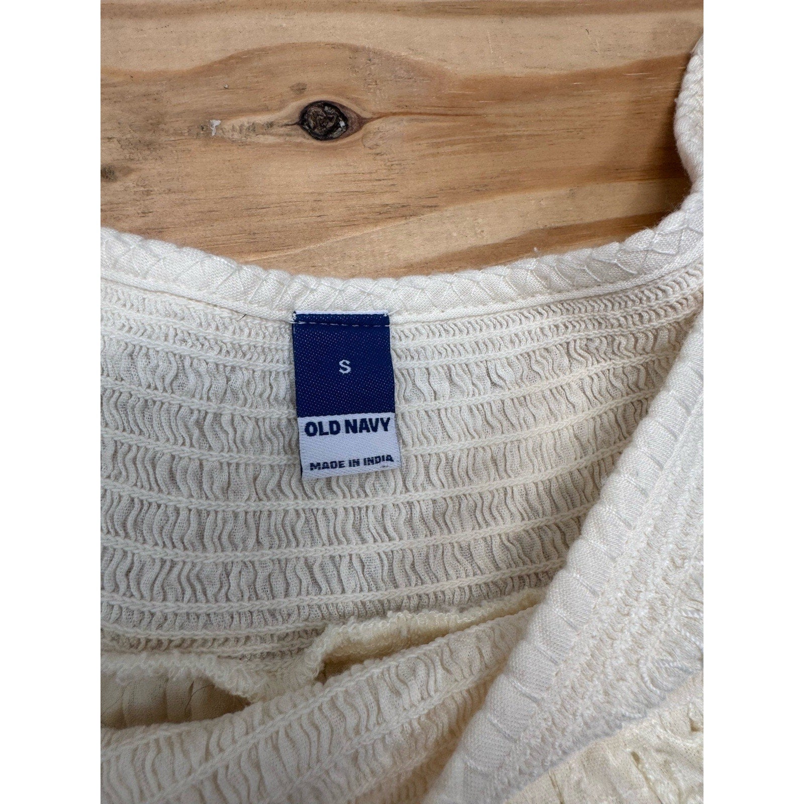 Old Navy Cream Eyelet Smocked Shift Dress Short Sleeve Women’s Size Small