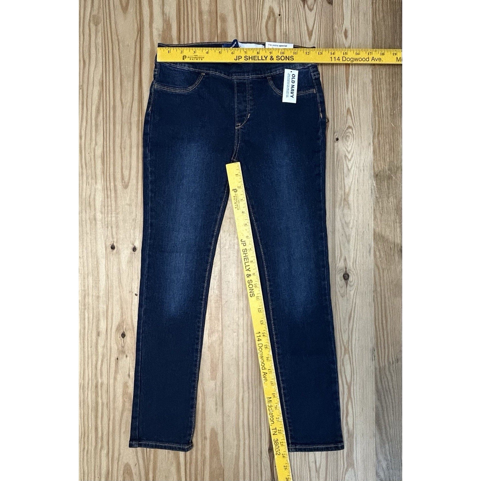 Old Navy Girl Sz 10/12 Denim Skinny Blue Jeans Adjustable Waist Pull On NWT.