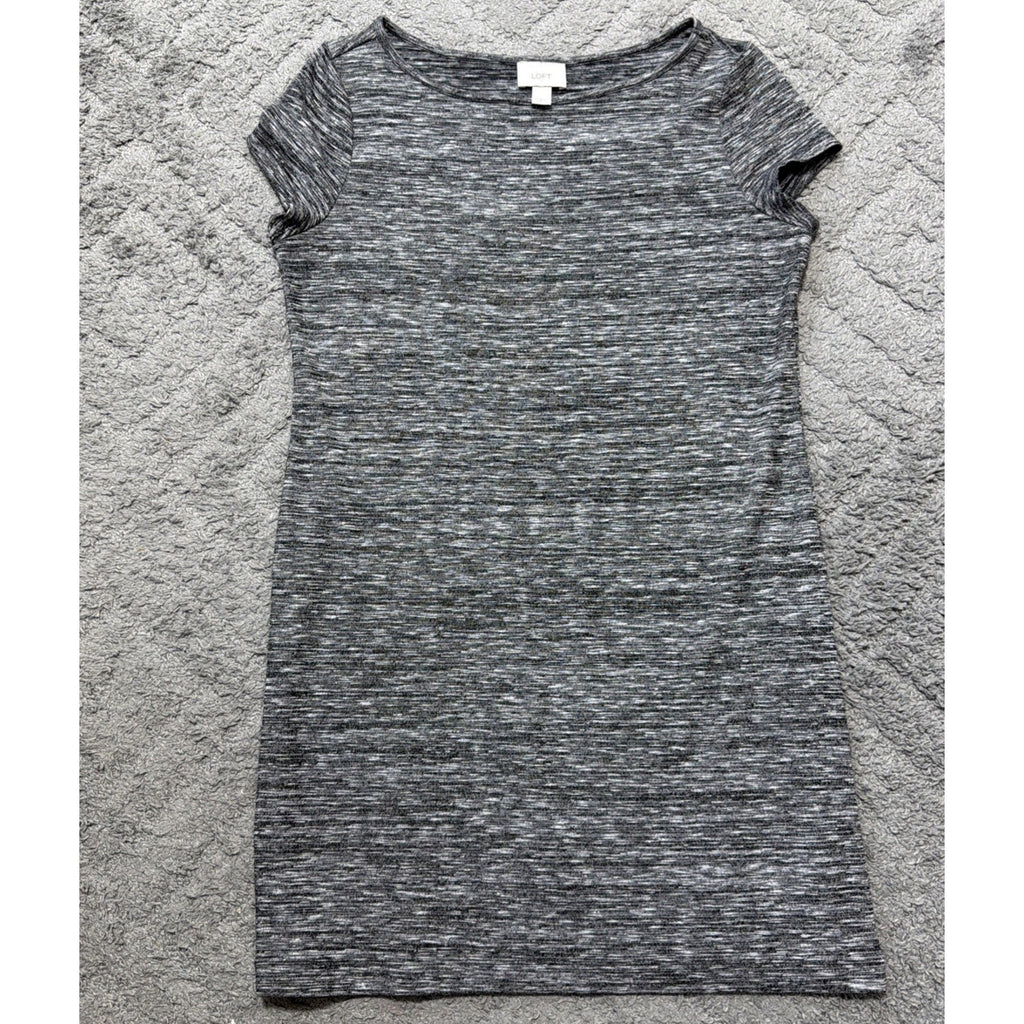 Ann Taylor Loft Size L Heathered Gray Casual Office Career T Shirt Dress