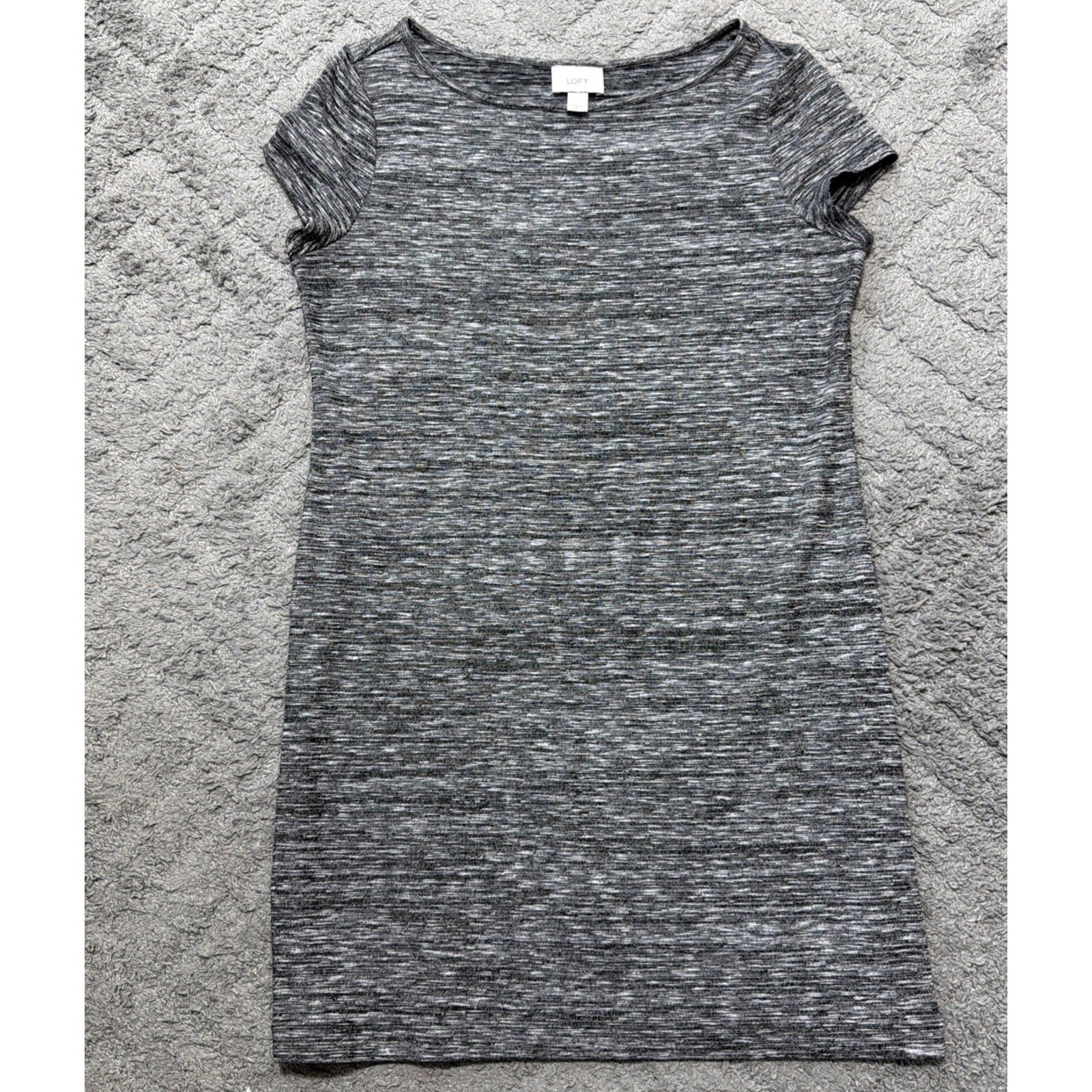 Ann Taylor Loft Size L Heathered Gray Casual Office Career T Shirt Dress