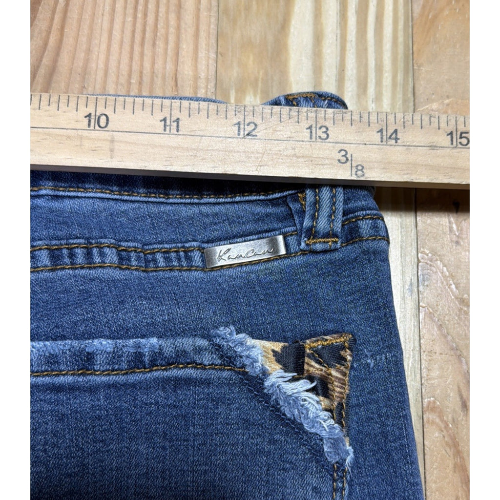 Kancan Leopard Patches Distressed Ripped KC6234M Girlfriend Fit 7/27 Women Jeans