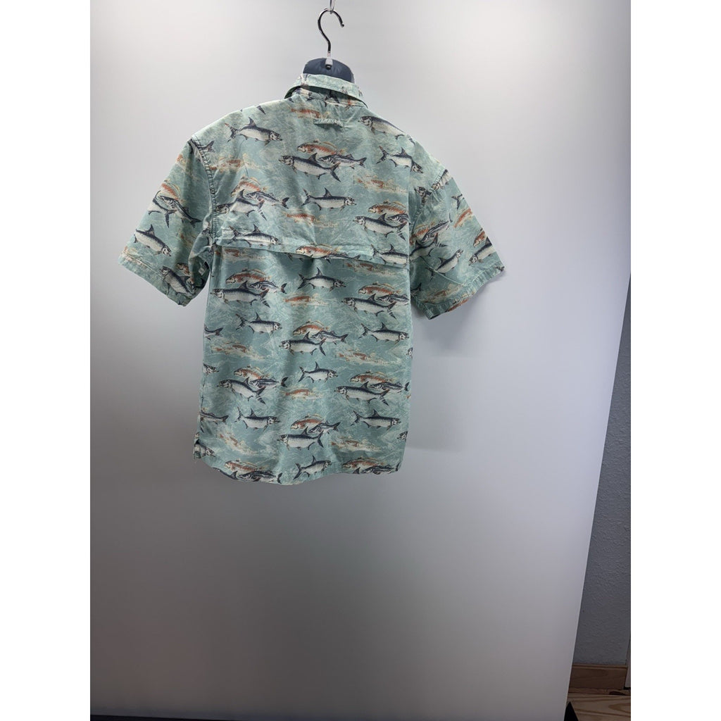 Reel Legends Performance Green Fish Print Vented Fishing Shirt Men’s Size Large