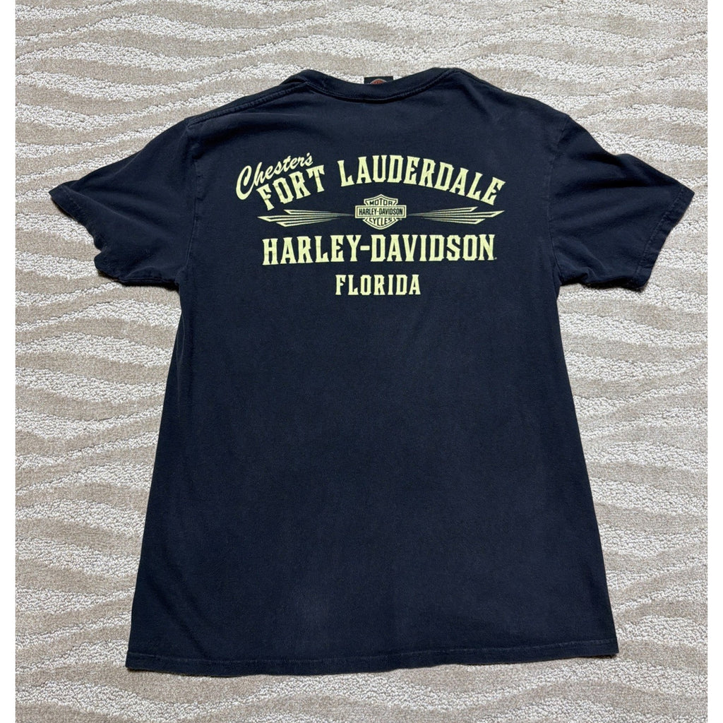 Harley Davidson Running Wild Wolf T Shirt Fort Lauderdale Florida 2016 Faded L