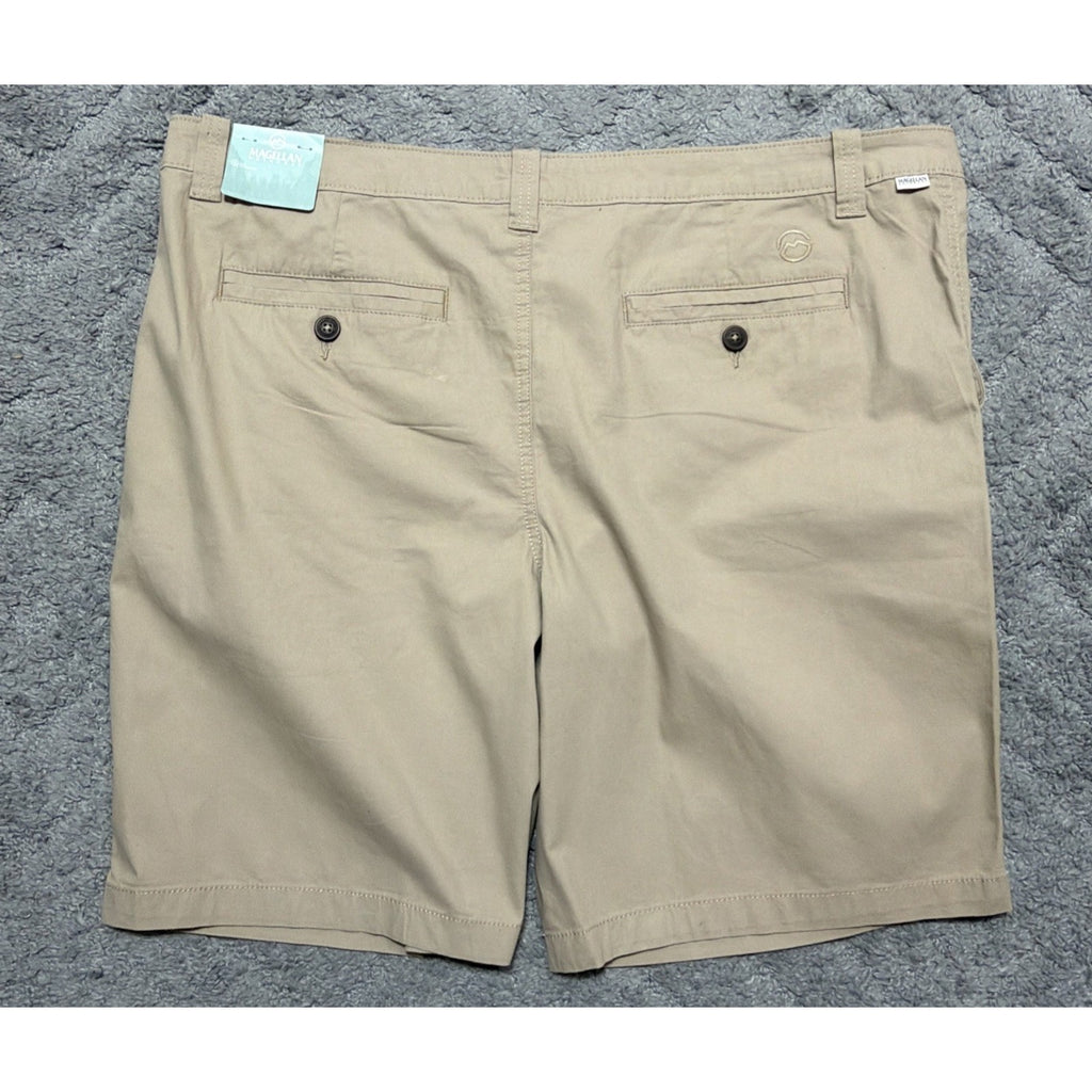 Magellan Outdoors Shorts Men 42W Khaki Flat Front Chino NWT Outdoor Casual Golf