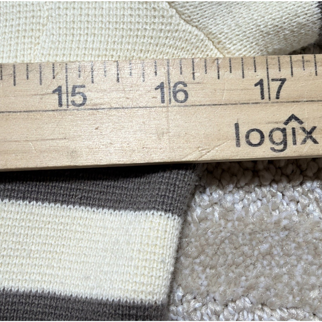 LOFT Ann Taylor Striped Knit Blazer Womens Medium Brown Cream Cotton Jacket