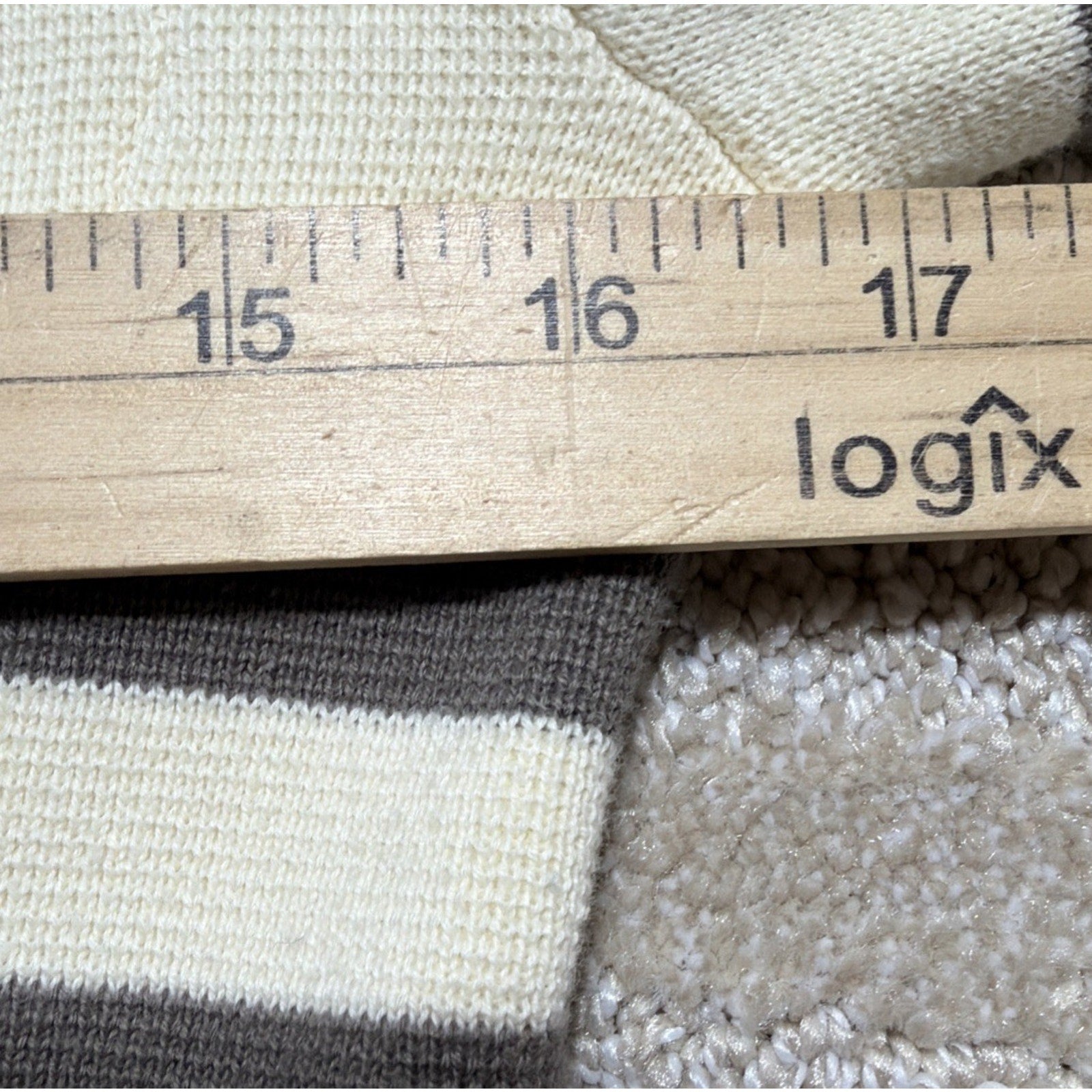 LOFT Ann Taylor Striped Knit Blazer Womens Medium Brown Cream Cotton Jacket