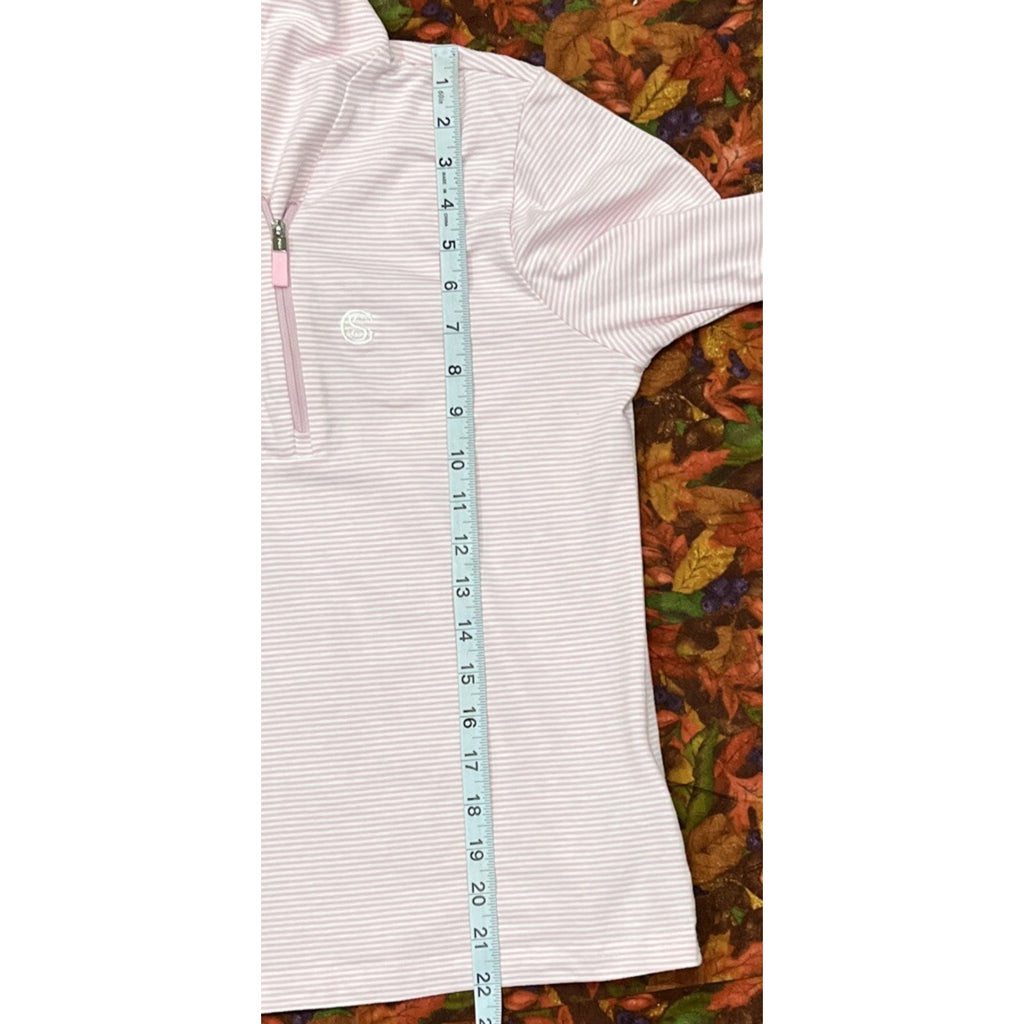 Women’s Polo Ralph Lauren Golf 1/4 Zip Pink Stripped Wicking Long Sleeve Medium