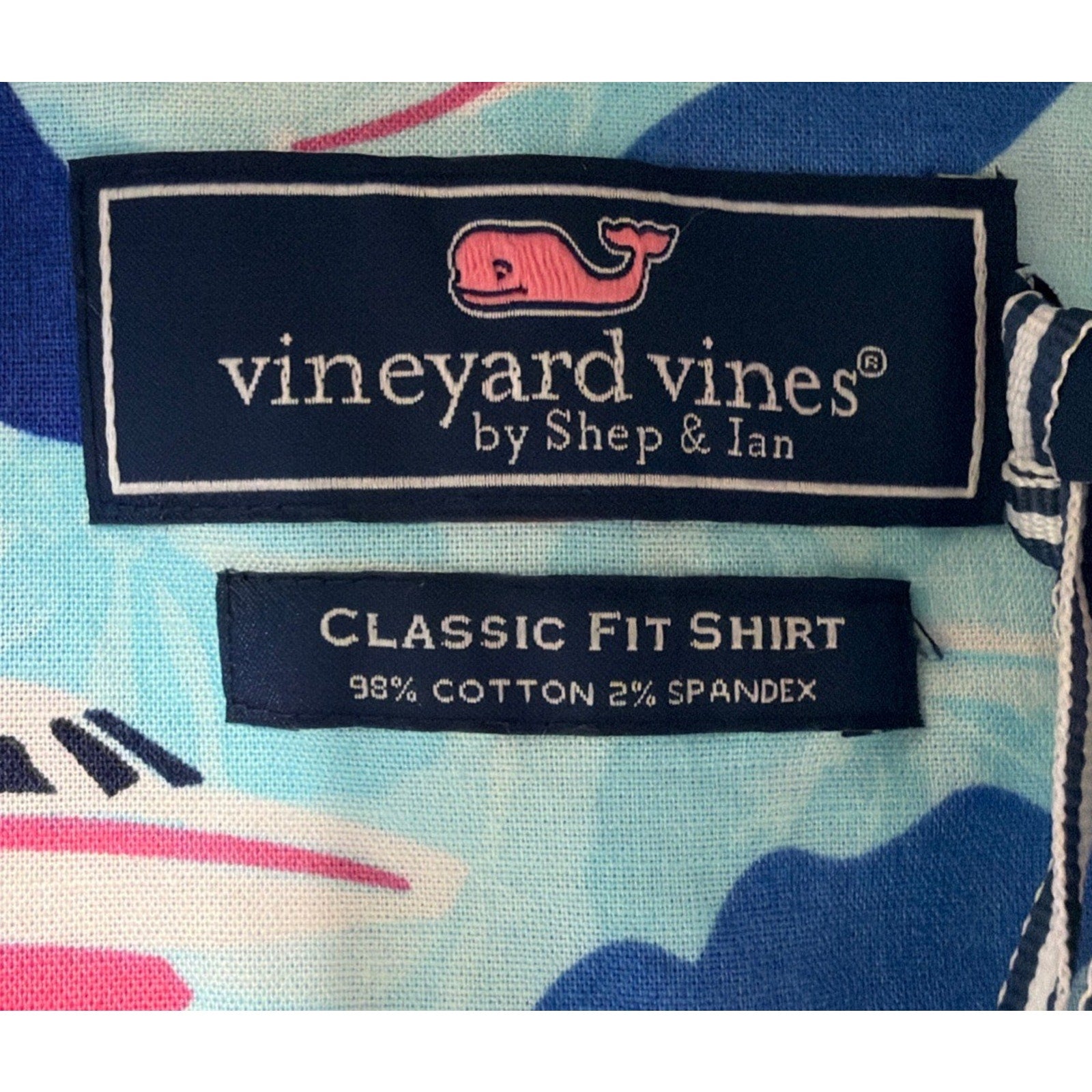 Vineyard Vines Jet Set Airplane Print Button Down Shirt Men’s Small Blue NWT
