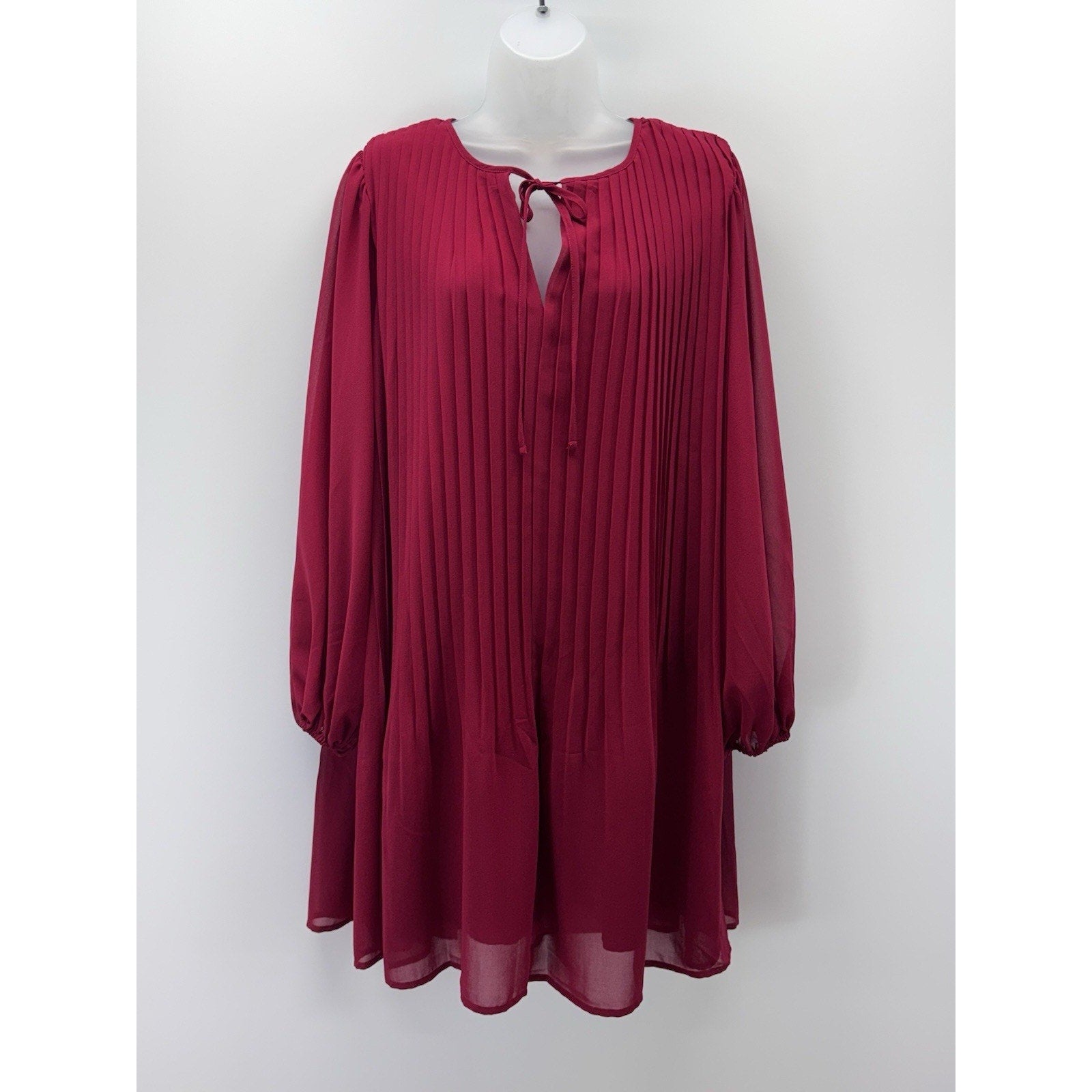 A New Day Red Long Sleeve Babydoll Dress Women’s Size Large NWT