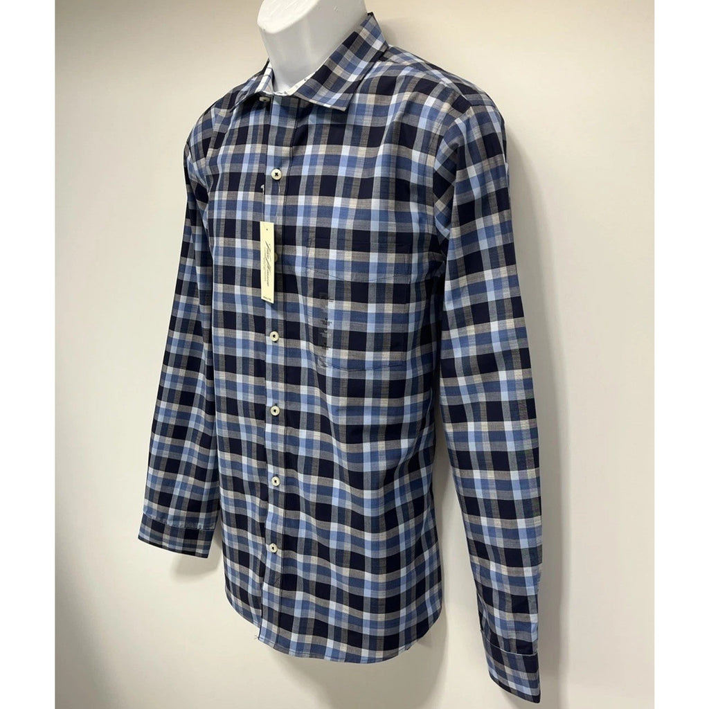 New Van Heusen Men's Slim Fit Dress Shirt Wrinkle Free Long Sleeves Blue M