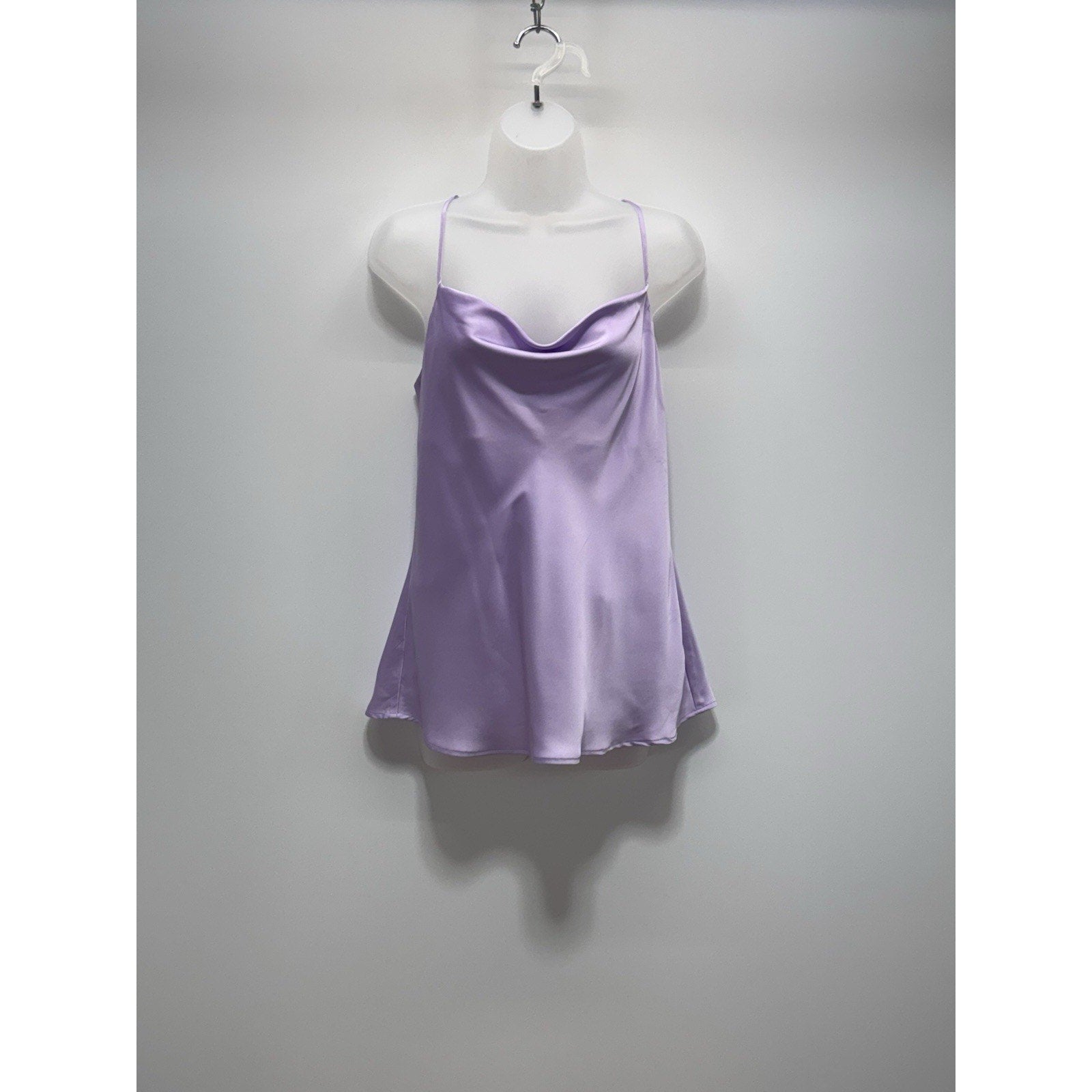 Express Cowl Neck Cami Shiny Silky Sleeveless Tank Spaghetti Straps Women’s M