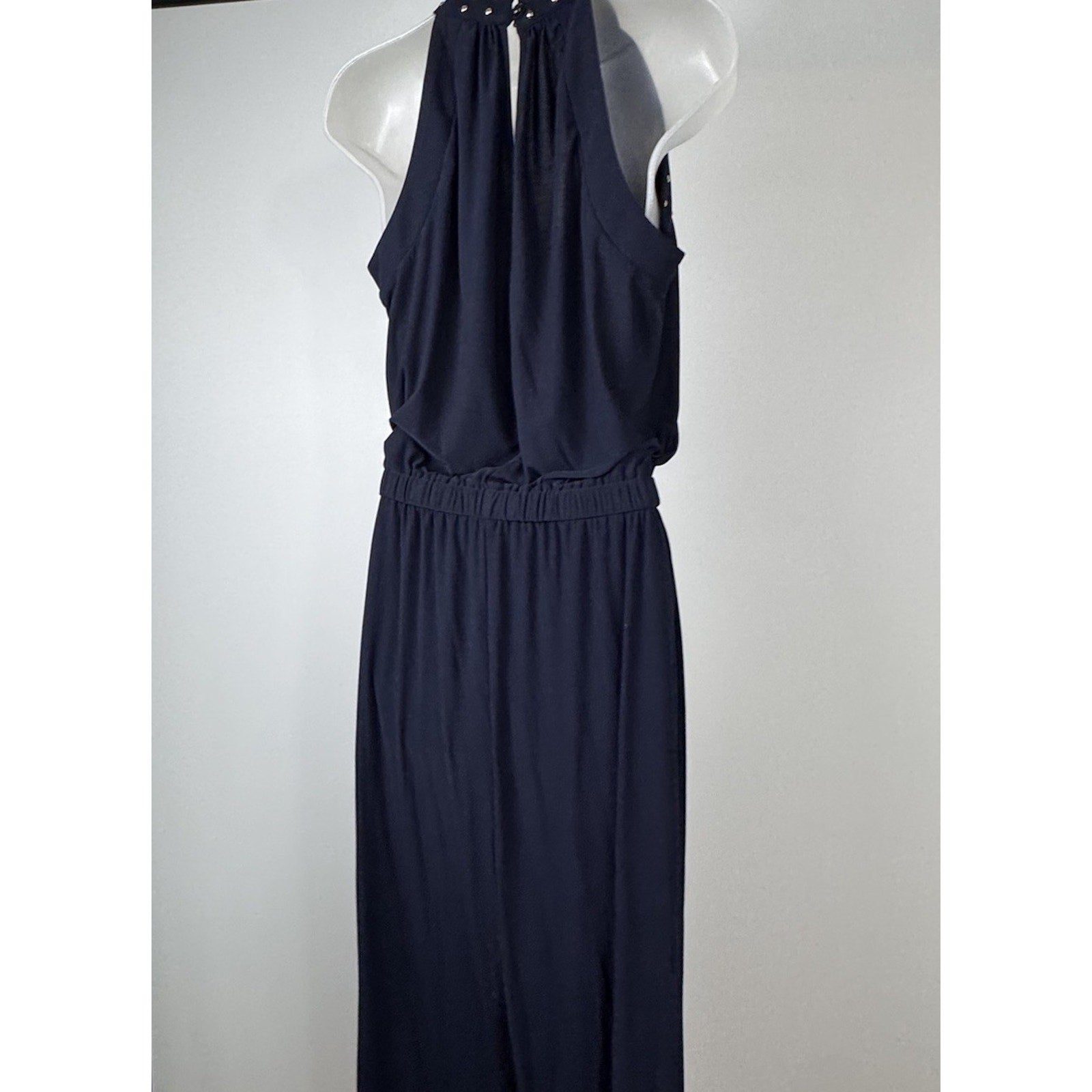 Emma Michele Jumpsuit Size S Black Straps Metal Bling Elastic Waist