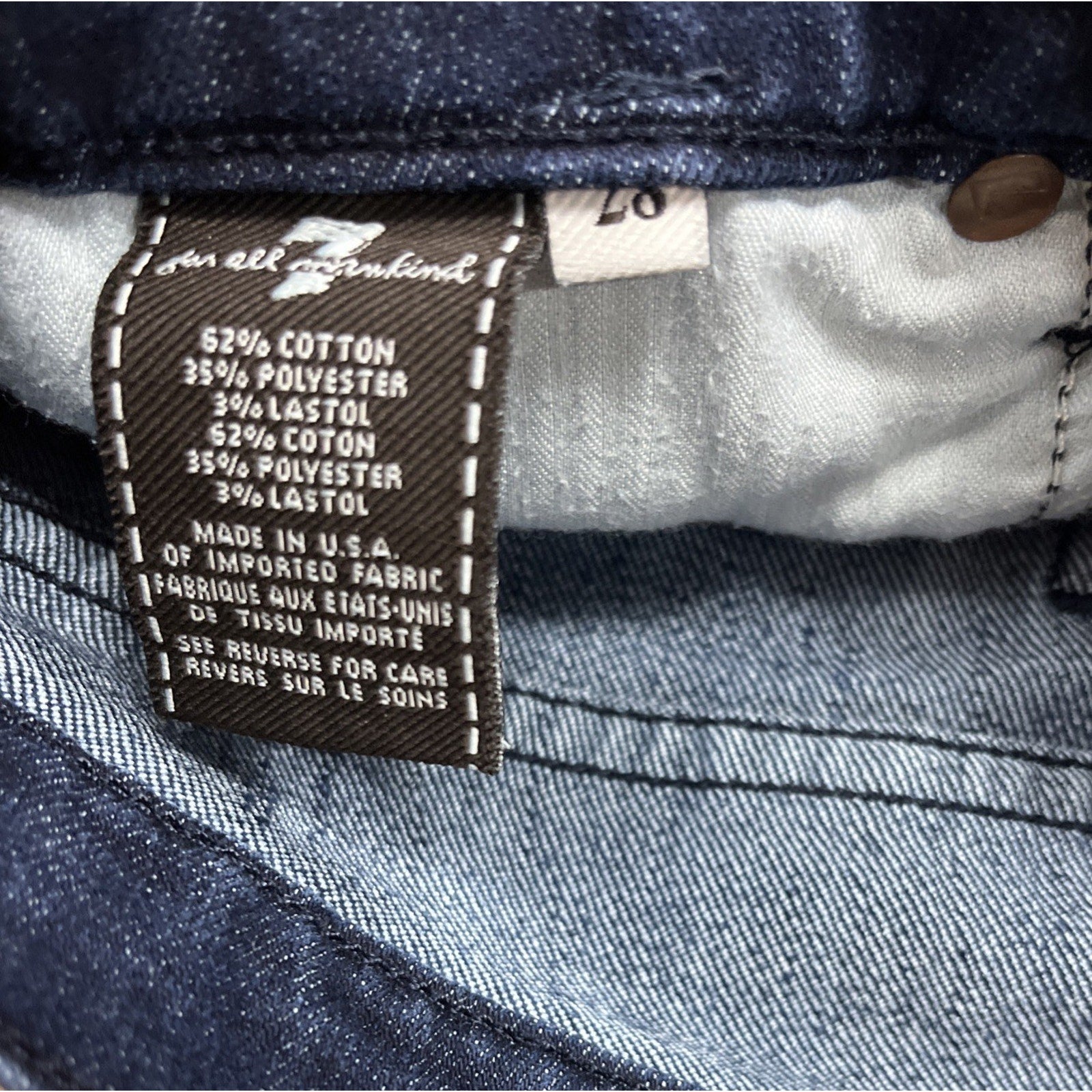 7 For All Mankind Gwenevere Skinny Jeans Women Sz 28X29 Blue Stretch Denim
