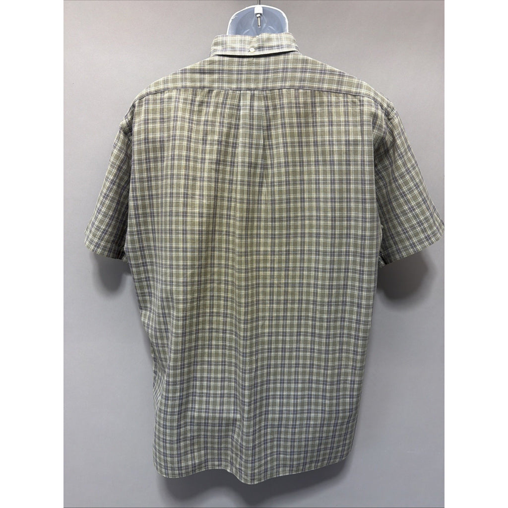 Vtg Polo Ralph Lauren McMeel Shirt Mens L Green Plaid Short Sleeve Cotton