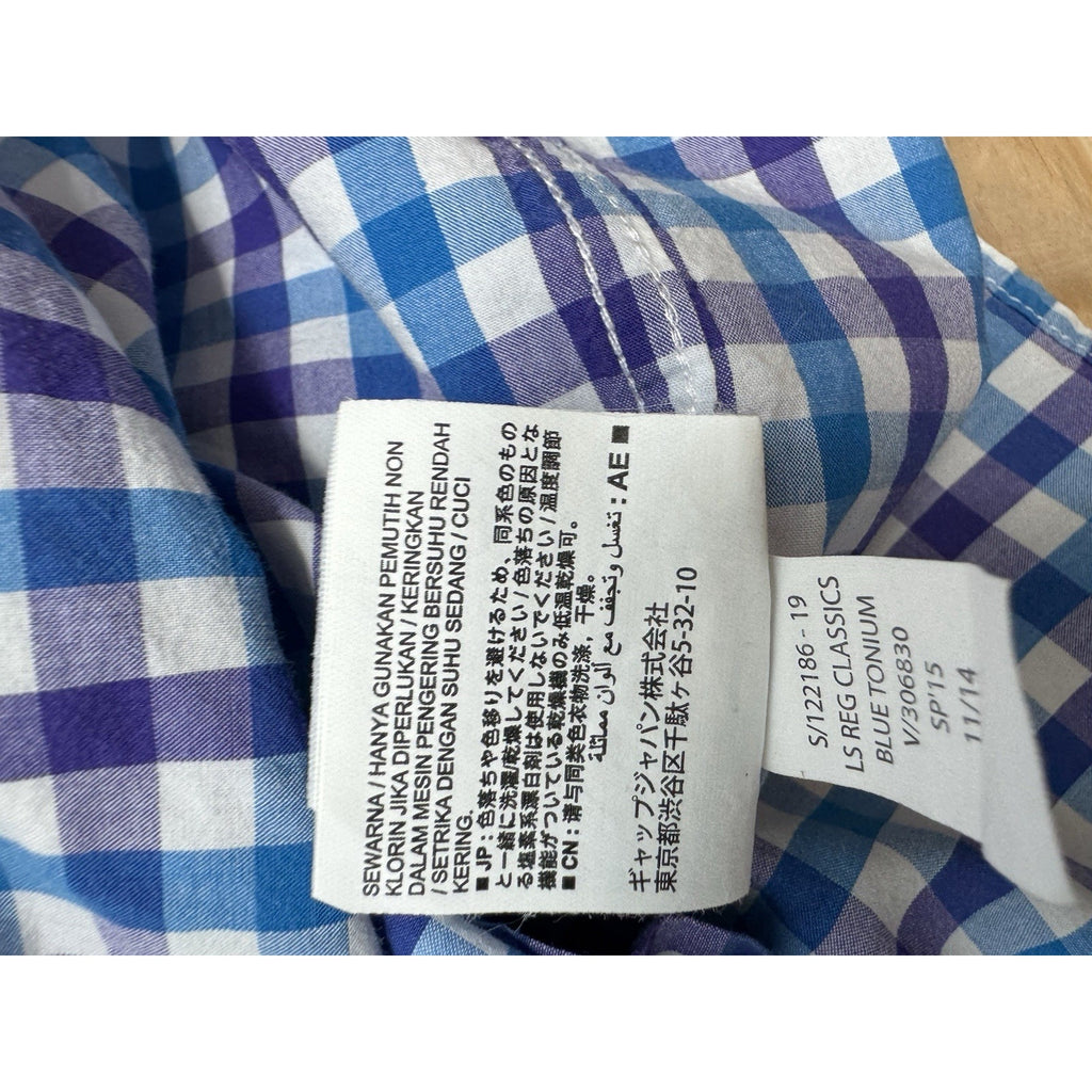 Old Navy The Classic Shirt Mens X-Large Button Up Blue Purple Check Long Sleeve