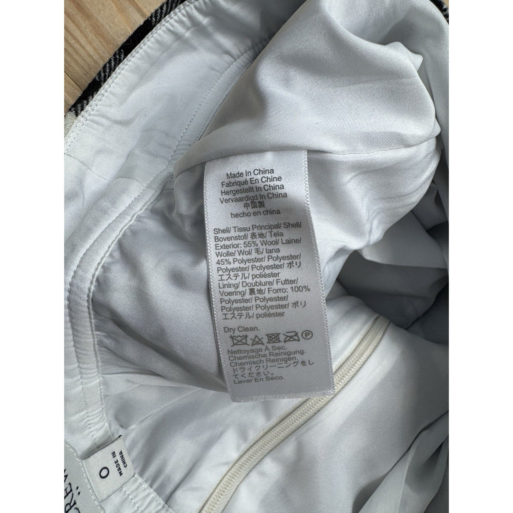 J. Crew Black and White Plaid Wool Blend Mini Skirt Women’s Size 0 Zip Closure